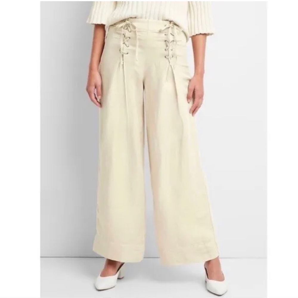 GAP High Rise Wide Leg Lace Front Pants